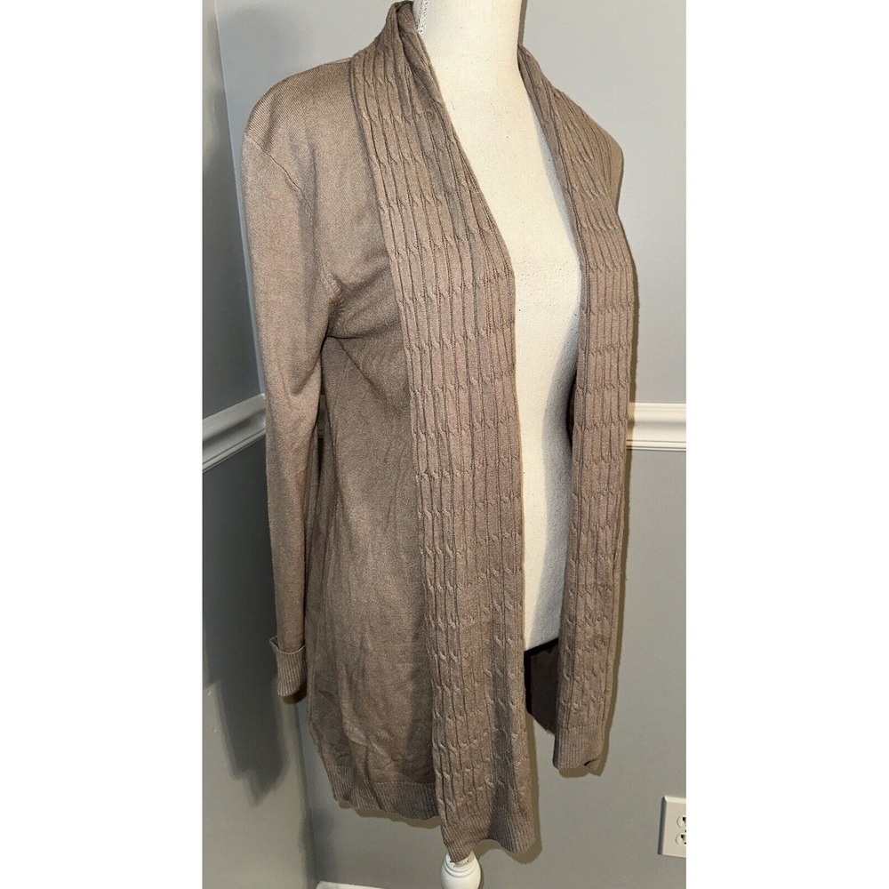 Vila Milano Cardigan Womens Size L Open Front Wool Draped Long Sleeve Ribbed